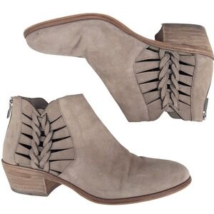 Vince Camuto Womens Presetta Bootie Taupe Suede Braided Cutout Ankle Boots 8